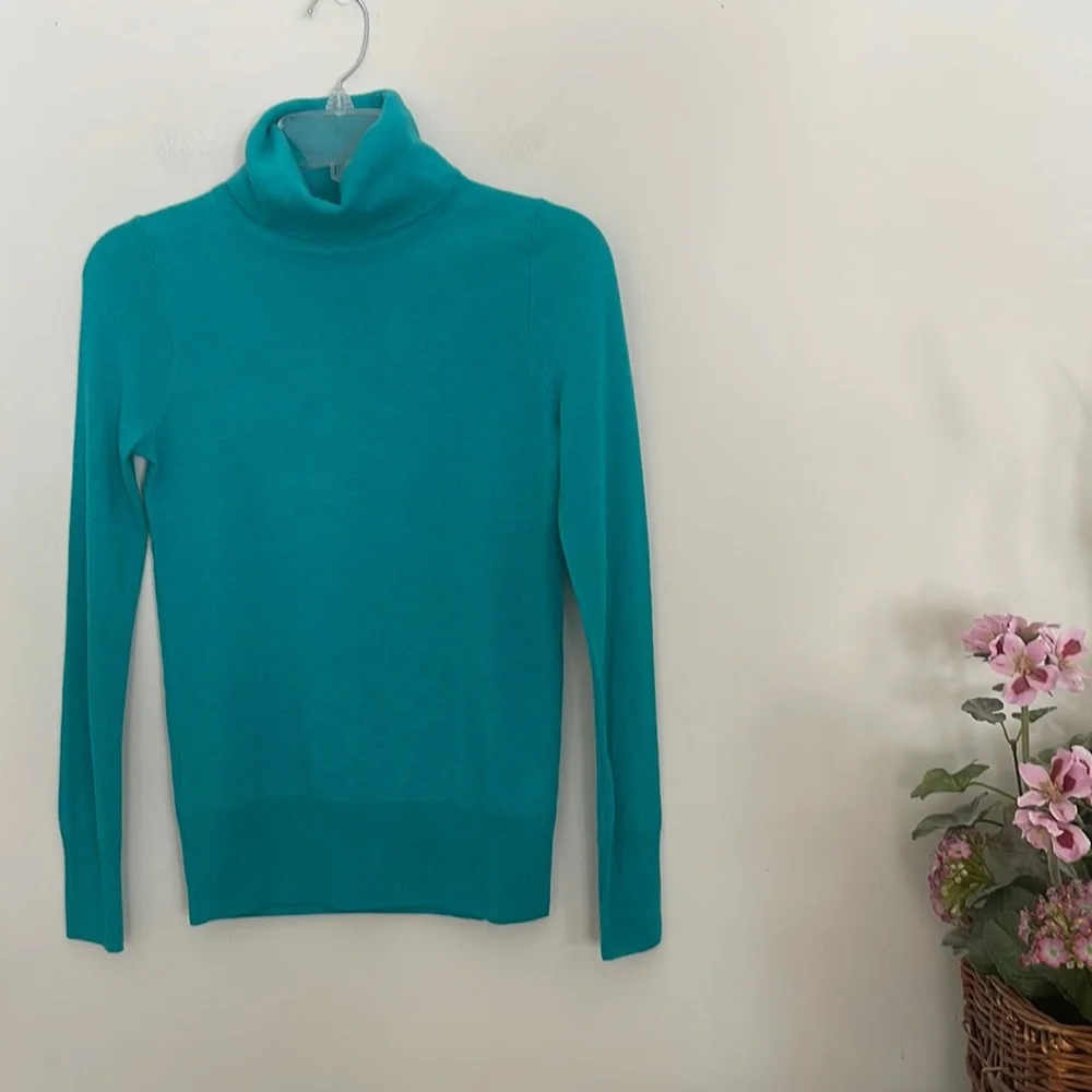 NWOT J. Crew Teal Green Merino Wool Turtleneck Sweater
